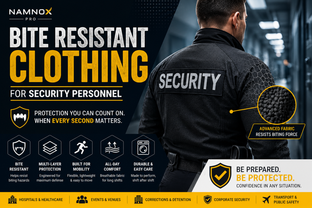 Bite resistant clothing for security personnel