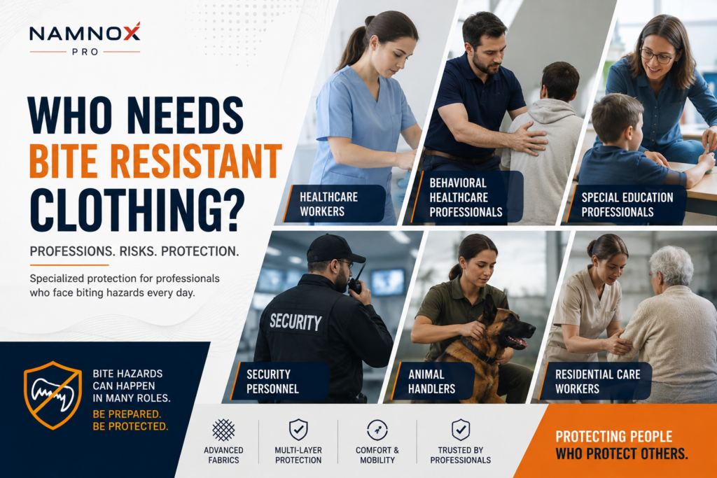 Professionals who need bite resistant clothing for workplace protection